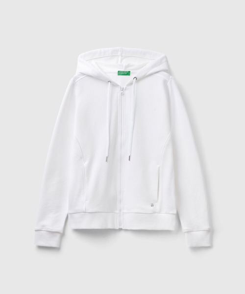 BENETTON (UNITED COLORS OF BENETTON)(ベネトンユナイテッドカラーズオブベネトン)の「ブランドロゴマーク入りフルジップアップパーカー(パーカー・レディース・ネイビー/ホワイト・MEDIUM/SMALL/X-SMALL/XX-SMALL)」の5枚目の写真