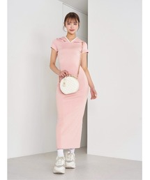 バックオープンカットロングワンピース