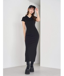 バックオープンカットロングワンピース