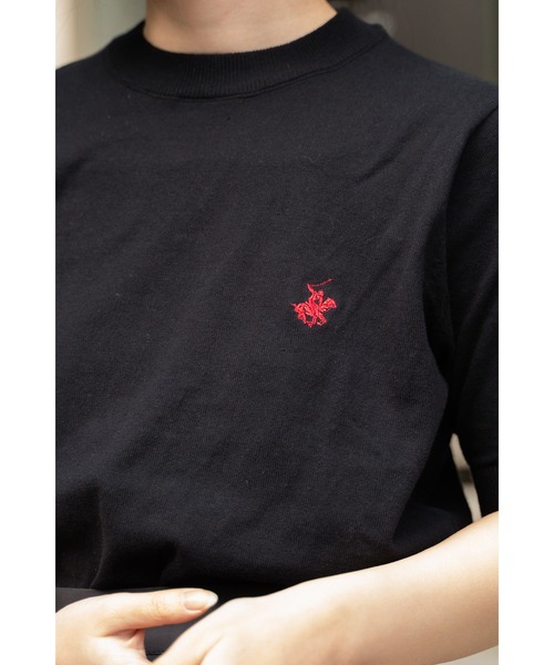 BEVERLY HILLS POLO CLUB(ビバリーヒルズポロクラブ)の「【 BEVERLY HILLS POLO CLUB / ビバリー ヒルズ ポロ クラブ 】 ワンポイント刺繍 コンパクト 半袖ニット MNY 4287-1753(ニット/セーター・レディース・その他1/ブラック/ブルー・M)」の16枚目の写真