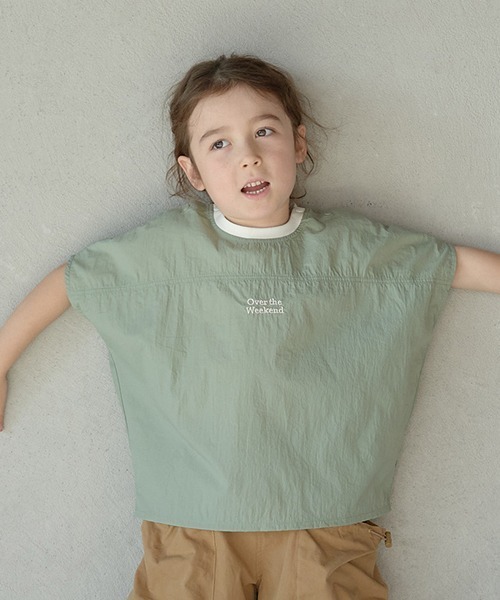 b・ROOM（ビールーム）の「イージーワイドナイロンTシャツ（シャツ/ブラウス・キッズ・ライトカーキ/ネイビー/ライトグリーン/ラベンダー・120cm/150cm/100cm/130cm/110cm/140cm）」の3枚目の写真