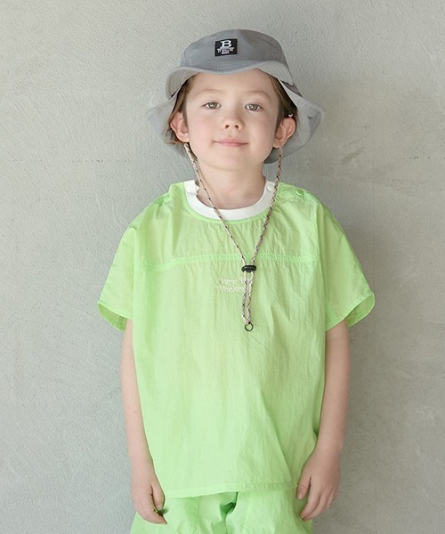 b・ROOM（ビールーム）の「イージーワイドナイロンTシャツ（シャツ/ブラウス・キッズ・ライトカーキ/ネイビー/ライトグリーン/ラベンダー・120cm/150cm/100cm/130cm/110cm/140cm）」の2枚目の写真