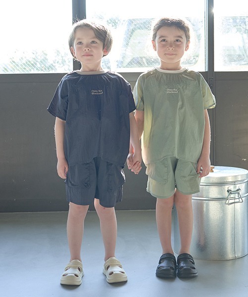 b・ROOM（ビールーム）の「イージーワイドナイロンTシャツ（シャツ/ブラウス・キッズ・ライトカーキ/ネイビー/ライトグリーン/ラベンダー・120cm/150cm/100cm/130cm/110cm/140cm）」の6枚目の写真