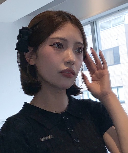 SHEPP（シープ）の「【お気に入り9,000人突破！】【2個セット】サテン ミニリボンクリップ（バレッタ/ヘアクリップ・レディース・ブラック・S）」の14枚目の写真