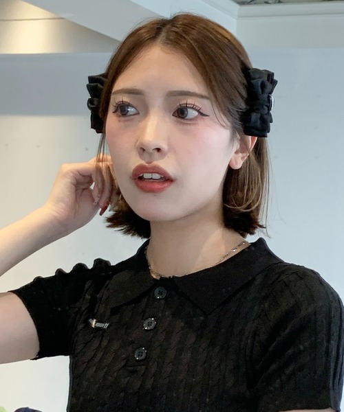 SHEPP（シープ）の「【お気に入り9,000人突破！】【2個セット】サテン ミニリボンクリップ（バレッタ/ヘアクリップ・レディース・ブラック・S）」の16枚目の写真