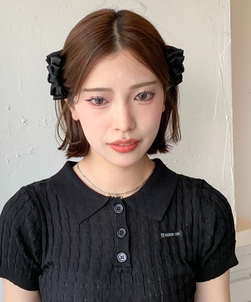 SHEPP（シープ）の「【お気に入り9,000人突破！】【2個セット】サテン ミニリボンクリップ（バレッタ/ヘアクリップ・レディース・ブラック・S）」の8枚目の写真