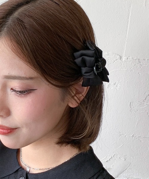 SHEPP（シープ）の「【お気に入り9,000人突破！】【2個セット】サテン ミニリボンクリップ（バレッタ/ヘアクリップ・レディース・ブラック・S）」の11枚目の写真