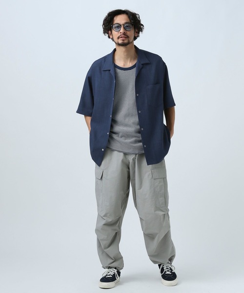 BAYFLOW（ベイフロー）の「【速乾・軽量・イージーケア】UMWオープンカラー半袖シャツ [セットアップ可]（シャツ/ブラウス・メンズ・ブラック/ライトグレー/カーキ/ネイビー・SMALL/MEDIUM/LARGE）」の10枚目の写真