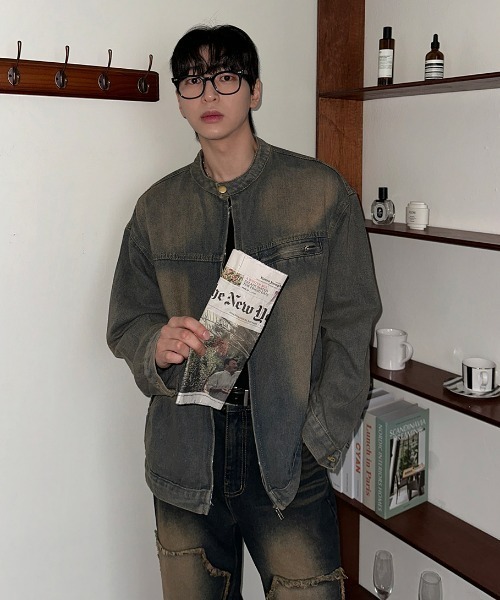 ASCLO(エジュクロ)の「ASCLO Vintage Biker Denim Jacket(デニムジャケット・メンズ・ブルー・LARGE/MEDIUM)」の9枚目の写真