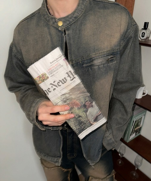 ASCLO(エジュクロ)の「ASCLO Vintage Biker Denim Jacket(デニムジャケット・メンズ・ブルー・LARGE/MEDIUM)」の10枚目の写真