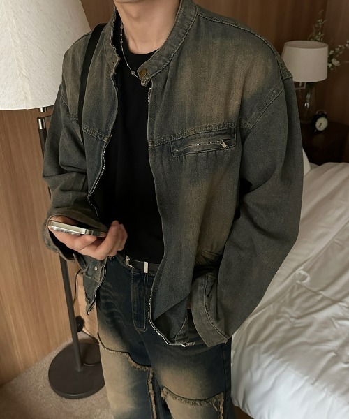 ASCLO(エジュクロ)の「ASCLO Vintage Biker Denim Jacket(デニムジャケット・メンズ・ブルー・LARGE/MEDIUM)」の8枚目の写真