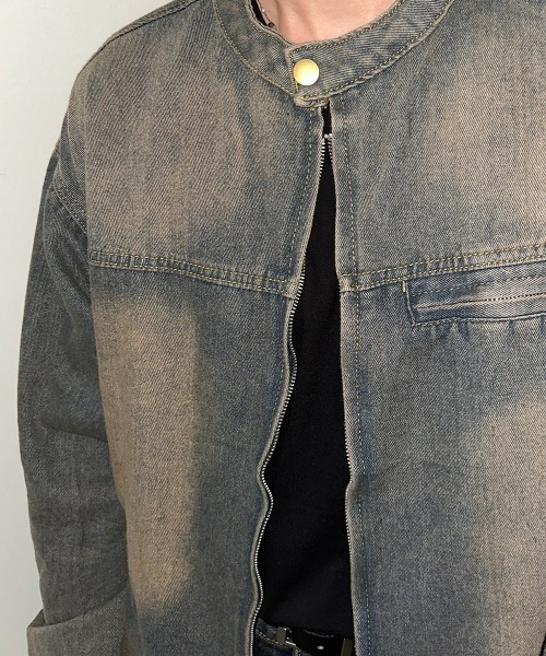 ASCLO(エジュクロ)の「ASCLO Vintage Biker Denim Jacket(デニムジャケット・メンズ・ブルー・LARGE/MEDIUM)」の11枚目の写真