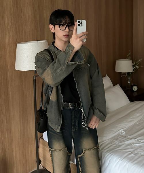 ASCLO(エジュクロ)の「ASCLO Vintage Biker Denim Jacket(デニムジャケット・メンズ・ブルー・LARGE/MEDIUM)」の2枚目の写真