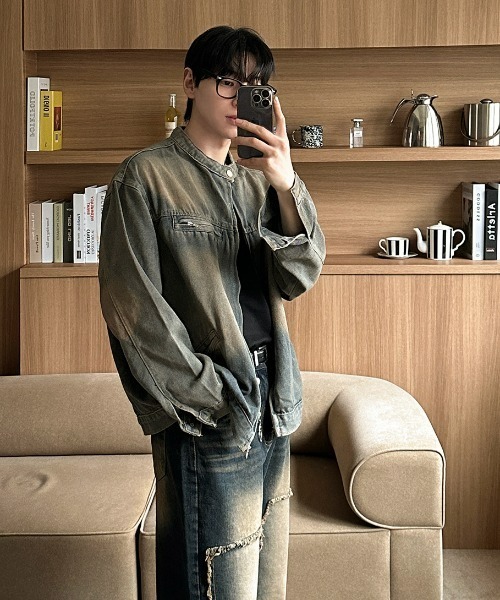 ASCLO(エジュクロ)の「ASCLO Vintage Biker Denim Jacket(デニムジャケット・メンズ・ブルー・LARGE/MEDIUM)」の6枚目の写真