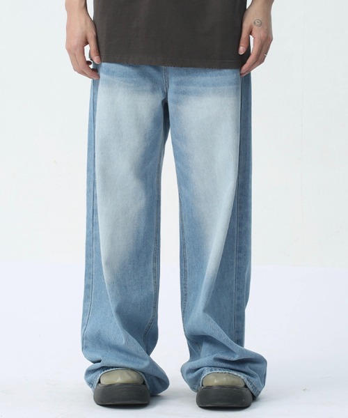 WESTBOY(ウエストボーイ)の「ルーズバギーウォッシュドデニムパンツ/セミワイドデニムパンツWO24S3PT01【WB ORIGINALS】(デニムパンツ・メンズ・ライトブルー・XL/M/L)」の6枚目の写真