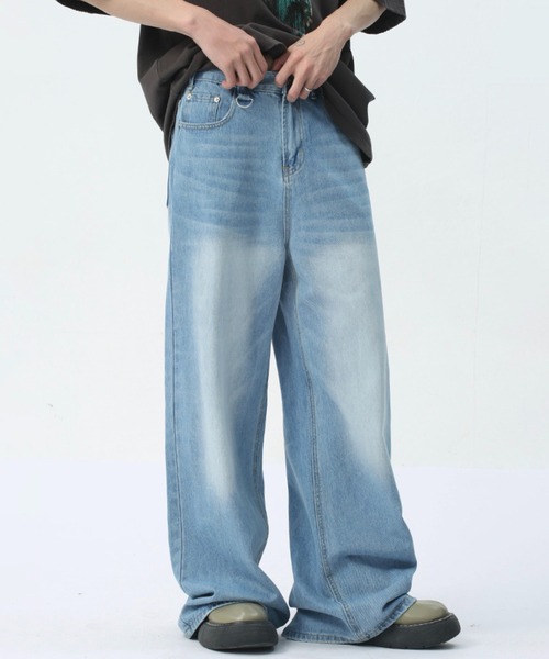 WESTBOY(ウエストボーイ)の「ルーズバギーウォッシュドデニムパンツ/セミワイドデニムパンツWO24S3PT01【WB ORIGINALS】(デニムパンツ・メンズ・ライトブルー・XL/M/L)」の2枚目の写真