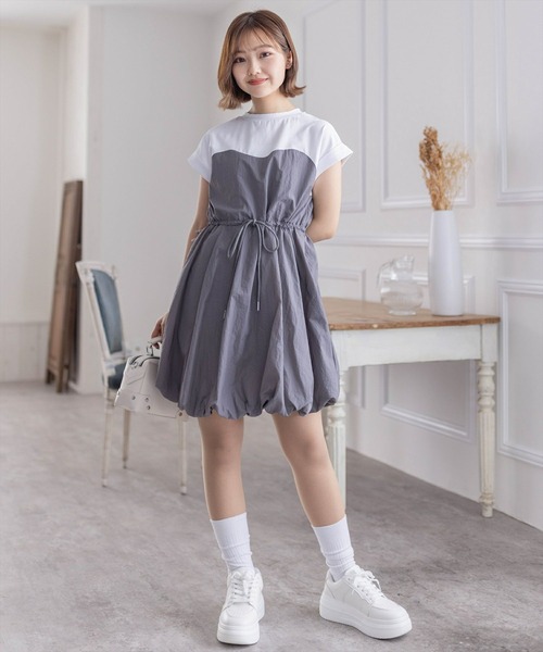 clear（クリア）の「ドッキングバルーンミニワンピース［1枚で楽ちん♪ 大人 カジュアル ショート丈］≪再入荷≫（ワンピース・レディース・ブラック/チャコールグレー・F）」の14枚目の写真