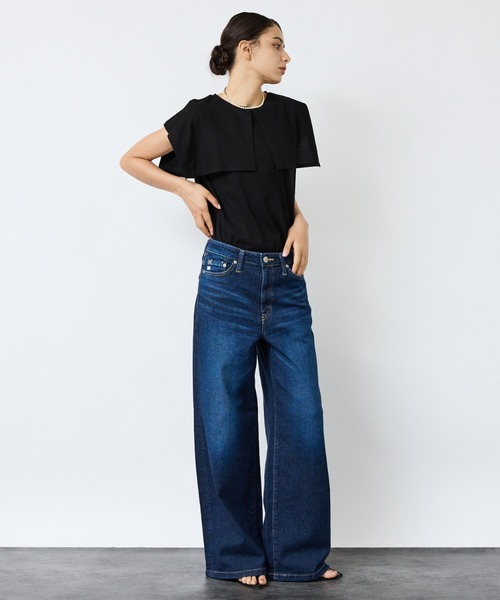 SOMETHING(サムシング)の「【SOMETHING/サムシング】LISA ワイド デニムパンツ【WEB限定】(デニムパンツ・レディース・スミクロ/ダークネイビー/アイボリー/インディゴブルー/ライトブルー・X-SMALL/S/M)」の6枚目の写真