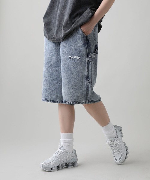 ハーフパンツ 大きいサイズ メンズ THRASHER カツラギパンツ 刺繍