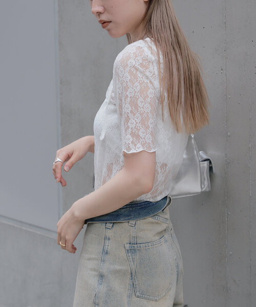 RAY CASSIN（レイカズン）の「レースチョーカーTシャツ（Tシャツ/カットソー・レディース・ブラック/ブルー/ホワイト・FREE）」の8枚目の写真