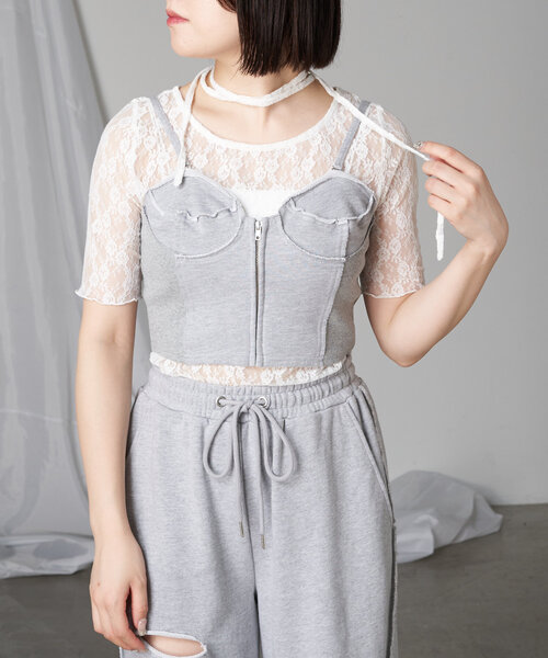 RAY CASSIN（レイカズン）の「レースチョーカーTシャツ（Tシャツ/カットソー・レディース・ブラック/ブルー/ホワイト・FREE）」の14枚目の写真