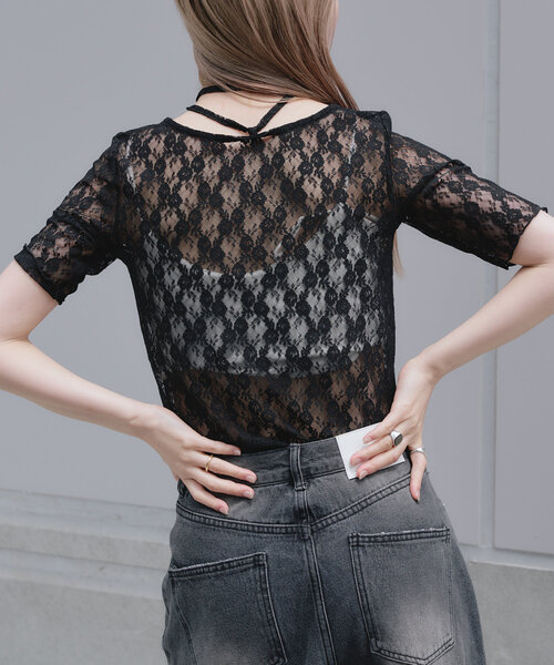 RAY CASSIN（レイカズン）の「レースチョーカーTシャツ（Tシャツ/カットソー・レディース・ブラック/ブルー/ホワイト・FREE）」の22枚目の写真