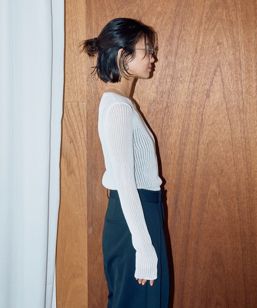 LIENCOEUR（リアンクール）の「ストライプシアーロンT（ニット/セーター・レディース・オレンジ/ブラック/グレー/ホワイト・SMALL/LARGE）」の20枚目の写真