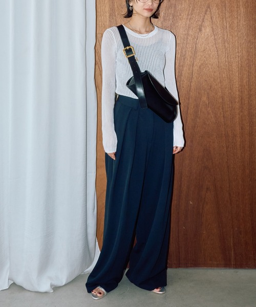 LIENCOEUR（リアンクール）の「ストライプシアーロンT（ニット/セーター・レディース・オレンジ/ブラック/グレー/ホワイト・SMALL/LARGE）」の17枚目の写真