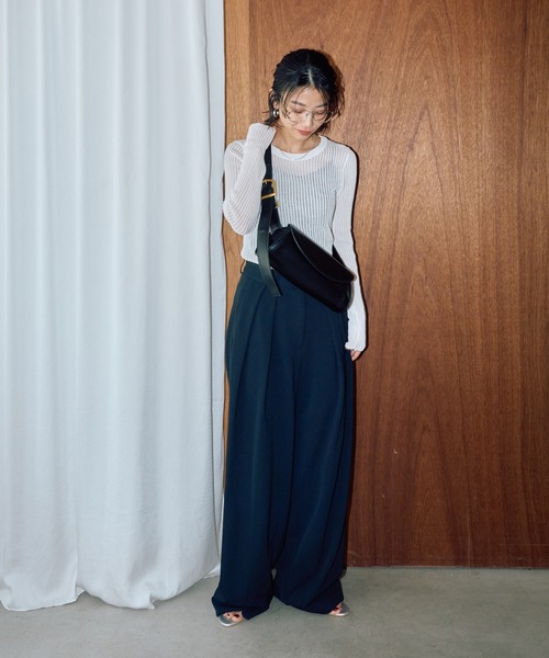 LIENCOEUR（リアンクール）の「ストライプシアーロンT（ニット/セーター・レディース・オレンジ/ブラック/グレー/ホワイト・SMALL/LARGE）」の14枚目の写真