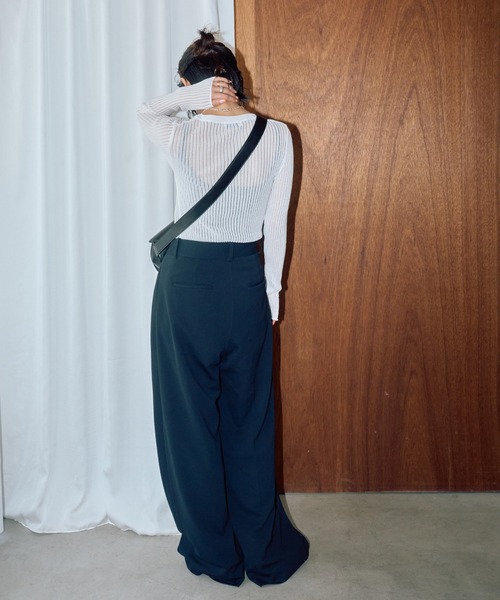 LIENCOEUR（リアンクール）の「ストライプシアーロンT（ニット/セーター・レディース・オレンジ/ブラック/グレー/ホワイト・SMALL/LARGE）」の16枚目の写真