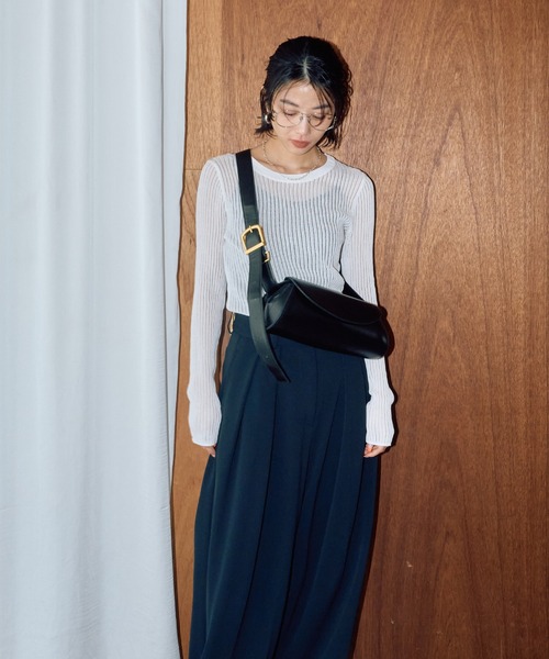 LIENCOEUR（リアンクール）の「ストライプシアーロンT（ニット/セーター・レディース・オレンジ/ブラック/グレー/ホワイト・SMALL/LARGE）」の12枚目の写真