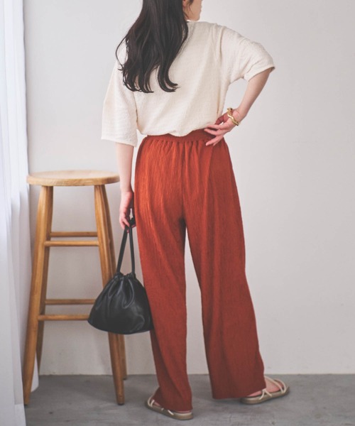mil（ミル）の「【150㎝前後の小柄さんサイズ】楊柳プリーツパンツ（その他パンツ・レディース・ピンク/ライム/ブラック/テラコッタ/モカ・XS/S/M）」の9枚目の写真