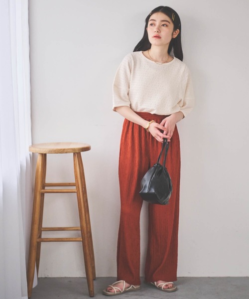 mil（ミル）の「【150㎝前後の小柄さんサイズ】楊柳プリーツパンツ（その他パンツ・レディース・ピンク/ライム/ブラック/テラコッタ/モカ・XS/S/M）」の10枚目の写真