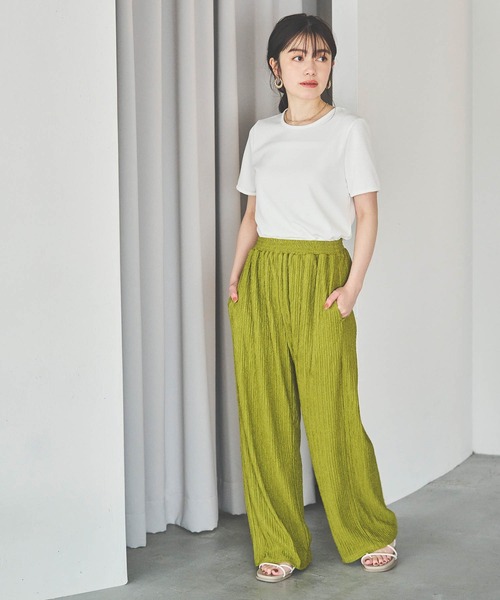 mil（ミル）の「【150㎝前後の小柄さんサイズ】楊柳プリーツパンツ（その他パンツ・レディース・ピンク/ライム/ブラック/テラコッタ/モカ・XS/S/M）」の12枚目の写真