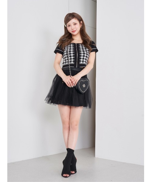 Darich（ダーリッチ）の「ギンガムチェックファスナーニットトップス（ニット/セーター・レディース・ブラック/グレー/ネイビー・FREE）」の7枚目の写真