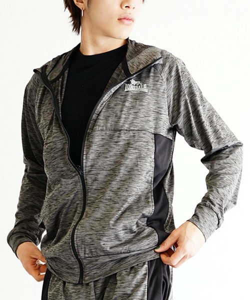 LONSDALE(ロンズデール)の「LONSDALE ポリニット フルジップパーカー(ジャージ・メンズ・チャコール・L)」の2枚目の写真