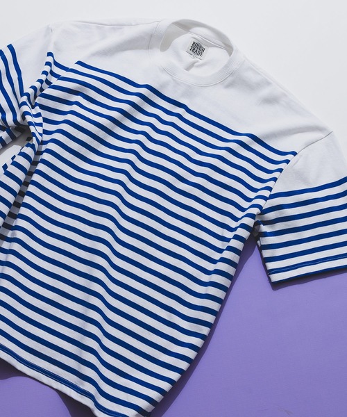 ROUGH TRADE（ラフトレード）の「【ROUGH TRADE/ラフトレード】 パネルボーダーバスクT（Tシャツ/カットソー・メンズ・ブラック/ブルー/ダークブラウン・MEDIUM/LARGE/X-LARGE）」の3枚目の写真