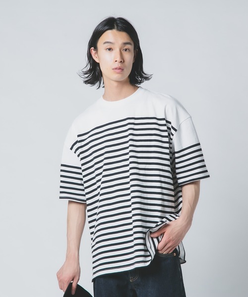 ROUGH TRADE（ラフトレード）の「【ROUGH TRADE/ラフトレード】 パネルボーダーバスクT（Tシャツ/カットソー・メンズ・ブラック/ブルー/ダークブラウン・MEDIUM/LARGE/X-LARGE）」の4枚目の写真