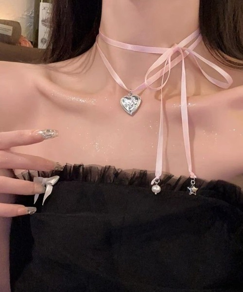 MASHIRO（マシロ）の「【MASHIRO】リボンチョーカー バレエコア（MA）（チョーカー・レディース・ピンク/ブラック・FREE）」の2枚目の写真