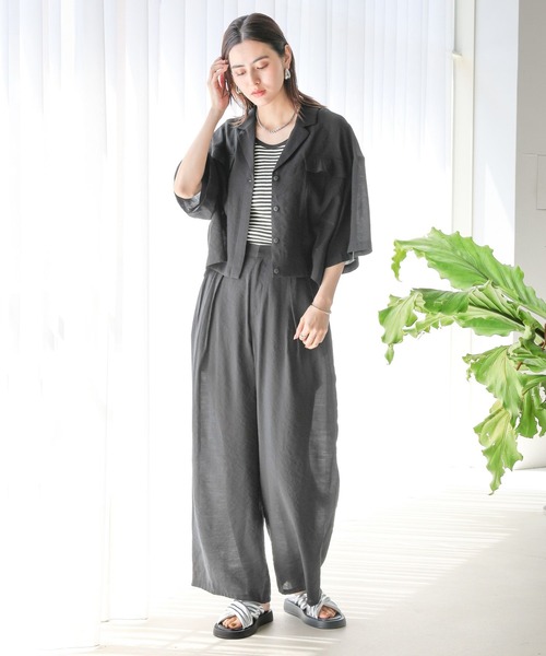 LEPSIM(レプシィム)の「開襟ショートシャツ 117918(シャツ/ブラウス・レディース・ブラック/ベージュ/オフホワイト/ライトブルー/ブラウン・FREE)」の15枚目の写真