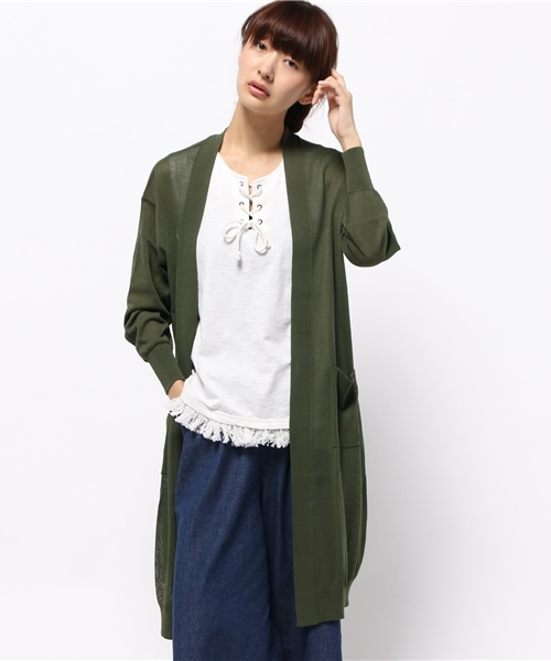 natural stance Libre(ナチュラルスタンスリーブル)の「リネンタッチロングカーディガン(カーディガン/ボレロ・レディース・ブラック/ライトグレー/カーキ/ブルー・FREE)」の4枚目の写真