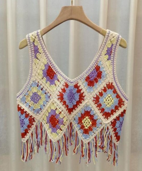 プリーツプリーズ　ベスト ジレ マルチカラー 編み込み プリーツプリーズ ベスト ジレ マルチカラー 編み込み