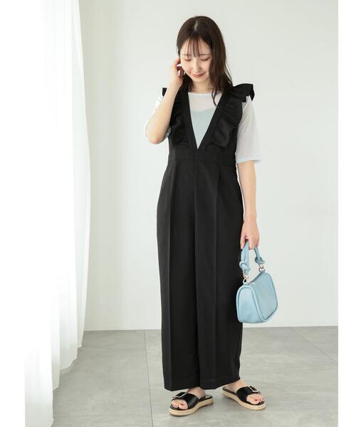 Te chichi TERRASSE（テチチテラス）の「フリルサロペット（サロペット/オーバーオール・レディース・ベージュ/ブラック/グリーン・F）」の10枚目の写真