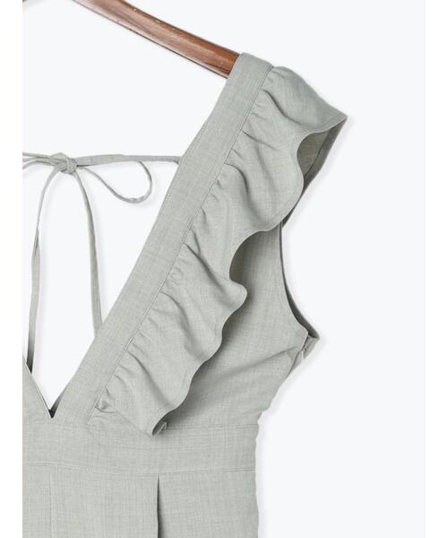 Te chichi TERRASSE（テチチテラス）の「フリルサロペット（サロペット/オーバーオール・レディース・ベージュ/ブラック/グリーン・F）」の6枚目の写真