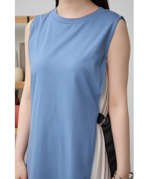 青色プリーツワンピース　サイズ1 値下げ中⭐️ 小さいサイズ プリーツニットワンピース 低身長さん・小柄女性