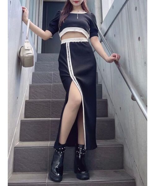 EATME（イートミー）の「バイカラーTOP（セットアップ可能）（Tシャツ/カットソー・レディース・アイボリー/ブラック/ラベンダー/グレー・FREE）」の10枚目の写真