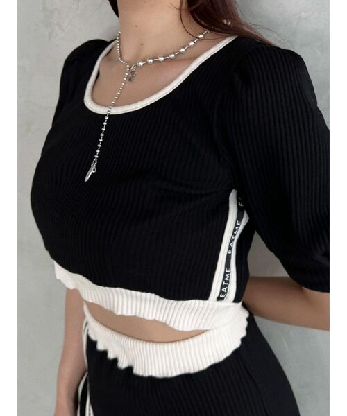 EATME（イートミー）の「バイカラーTOP（セットアップ可能）（Tシャツ/カットソー・レディース・アイボリー/ブラック/ラベンダー/グレー・FREE）」の13枚目の写真