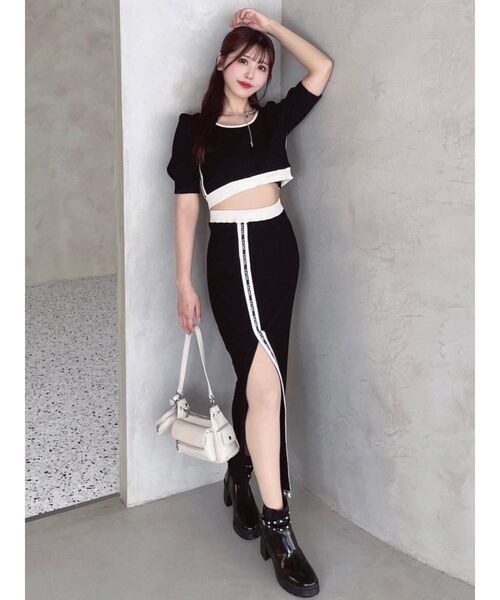 EATME（イートミー）の「バイカラーTOP（セットアップ可能）（Tシャツ/カットソー・レディース・アイボリー/ブラック/ラベンダー/グレー・FREE）」の15枚目の写真