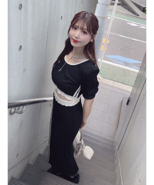 EATME（イートミー）の「バイカラーTOP（セットアップ可能）（Tシャツ/カットソー・レディース・アイボリー/ブラック/ラベンダー/グレー・FREE）」の16枚目の写真