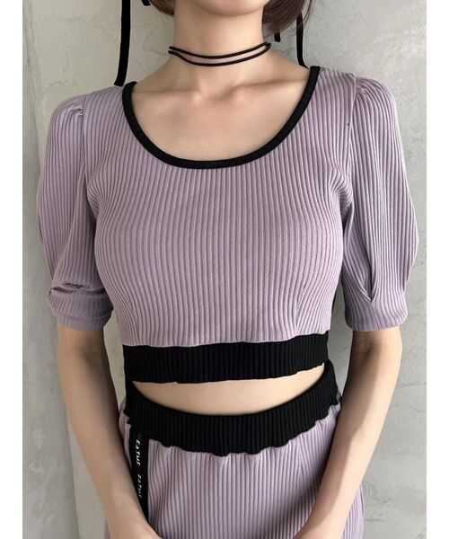 EATME（イートミー）の「バイカラーTOP（セットアップ可能）（Tシャツ/カットソー・レディース・アイボリー/ブラック/ラベンダー/グレー・FREE）」の18枚目の写真